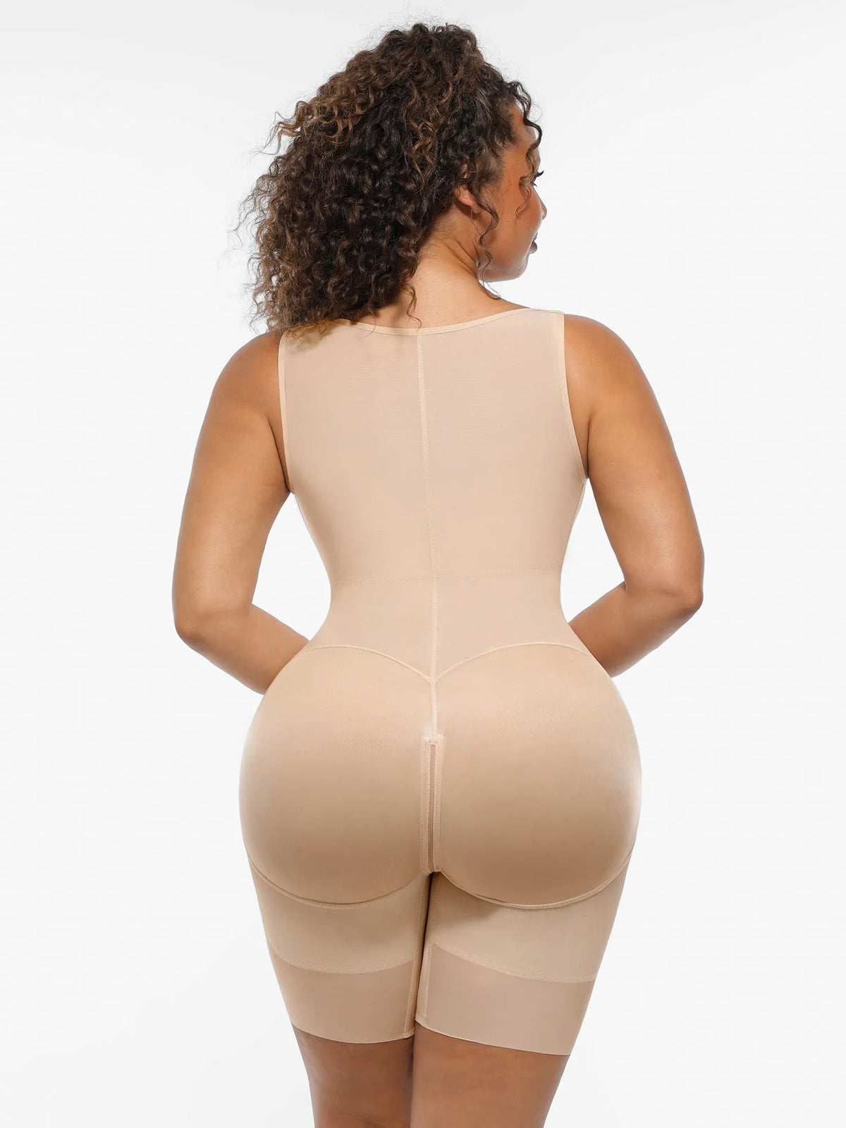 U-Shaped Faja Butt Lifting Bodysuit With Zipper Crotch